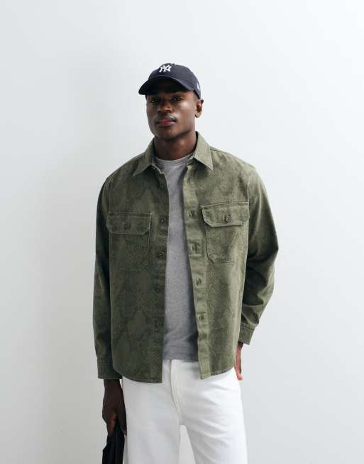HUGO Blue Ebolt oversized shirt in green, 2 of 5
