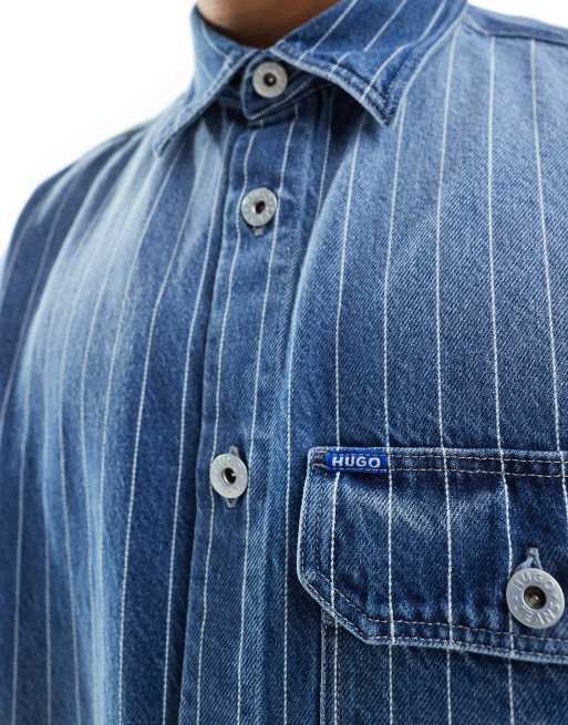 HUGO Blue Ebolt shirt in blue