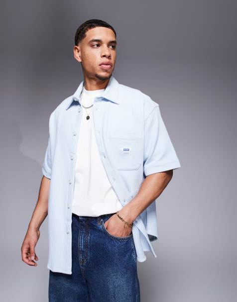 HUGO Blue Ebronn short sleeve shirt in blue - view 1