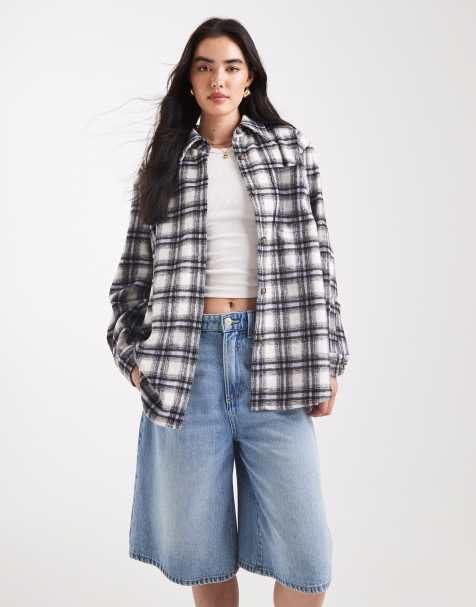 HUGO BLUE Ecristy check oversized fit shirt in off white - view 1