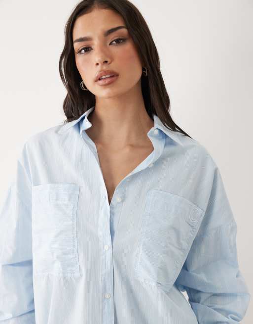 HUGO Blue Edafnena stripe shirt in blue, 2 of 4
