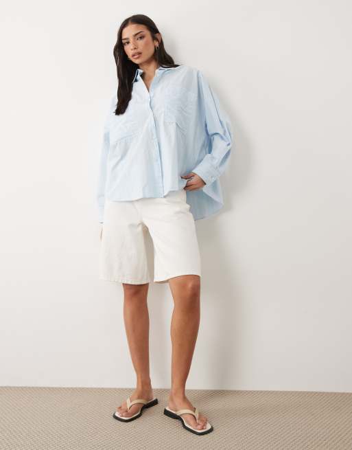 HUGO Blue Edafnena stripe shirt in blue, 3 of 4