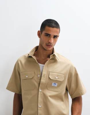 Hugo Blue Ekyno Oversized Shirt In Brown