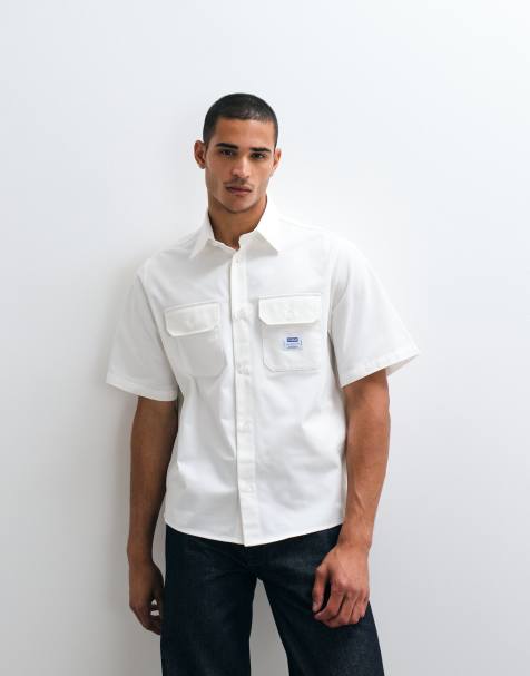 HUGO Blue Ekyno oversized shirt in white - view 1