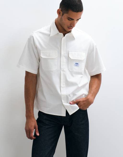 HUGO Blue Ekyno oversized shirt in white, 5 of 5