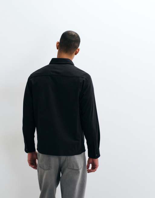 HUGO Blue Ekynone oversized shirt in black , 4 of 5