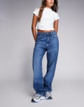 [Hugo Blue] HUGO Blue Elyah straight leg jeans in mid wash W26 Medium Blue