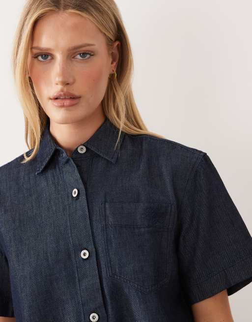 HUGO Blue - Erynn - Chemise oversize décontractée - Bleu marine, 3 de 4