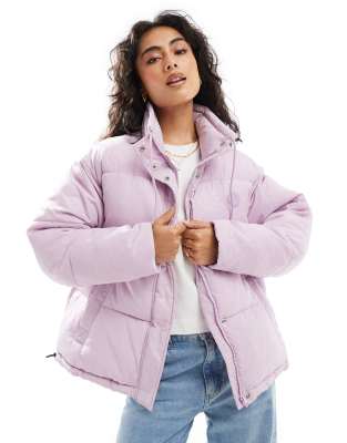 Hugo Blue HUGO Blue falena puffer jacket in pink with all over print-Purple