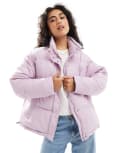 [Hugo Blue] HUGO Blue Falena puffer jacket in pink with all over print-Purple 12 Purple