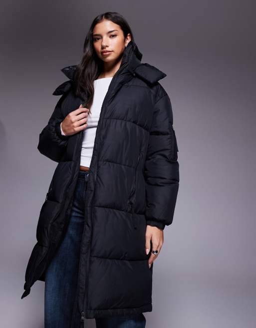 HUGO BLUE - Faridali - Piumino taglio lungo nero con cappuccio