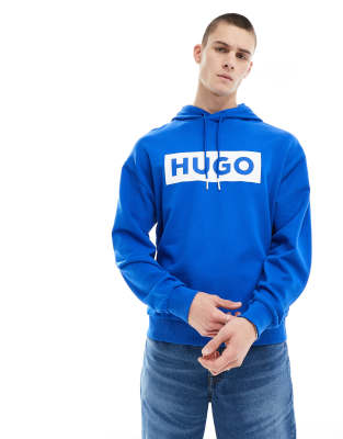 HUGO BLUE - Felpa con cappuccio nera con logo