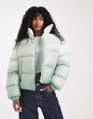 Hugo Blue Flamini Dip Dye Relaxed Fit Puffer Jacket In Green