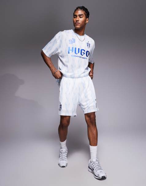 HUGO Blue football shorts in blue (Part of a set) - view 1