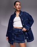 [Hugo Blue] HUGO Blue Galane longline denim jacket in dark blue (part of a set) 14 Navy