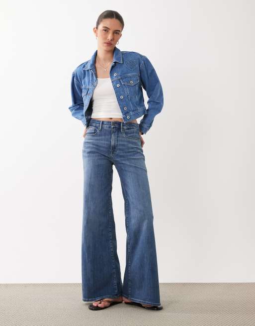 HUGO Blue galatea cropped denim jacket in mid blue, 2 of 4