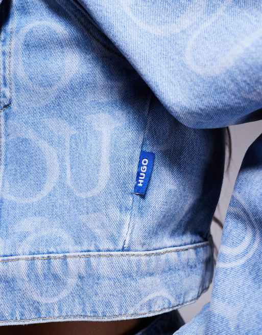 HUGO Blue - Galatea - Denim jack bedekt met logoprint in blauw, deel van co-ord set, 3 van 4