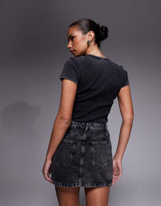 Hugo Blue Galaxy denim skirt in black, 4 of 5
