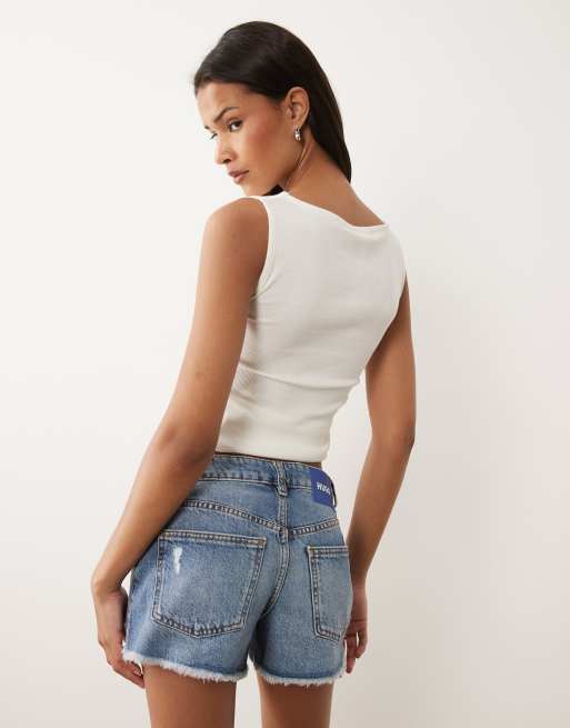 HUGO Blue – Galimon – Jeansshorts in Mittelblau, 3 von 5