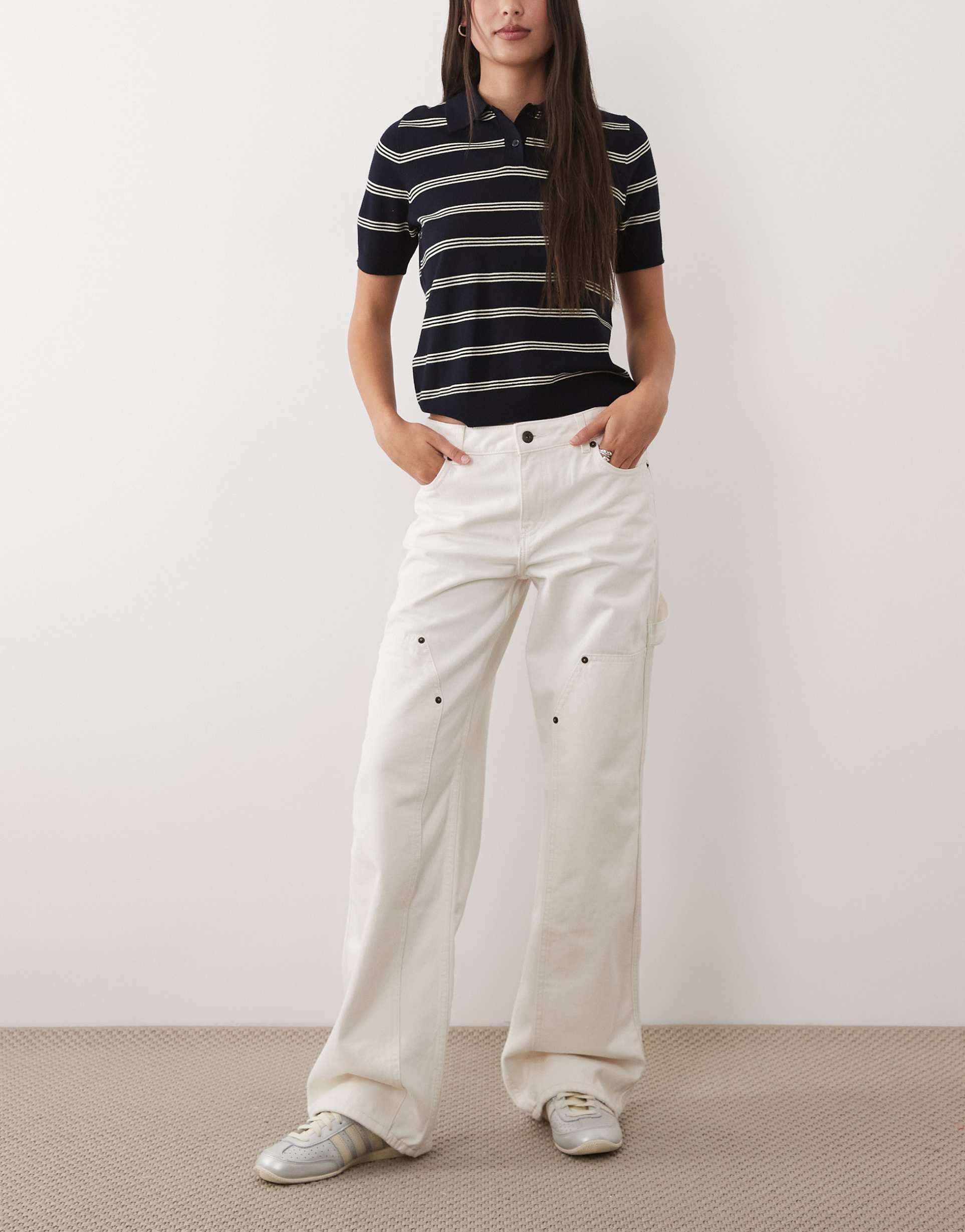 hugo blue gamala baggy fit denim jeans in white