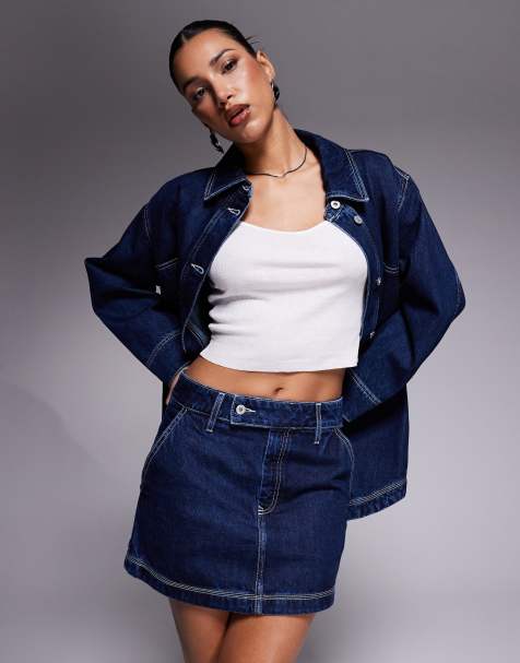 HUGO Blue garalia denim skirt in dark blue