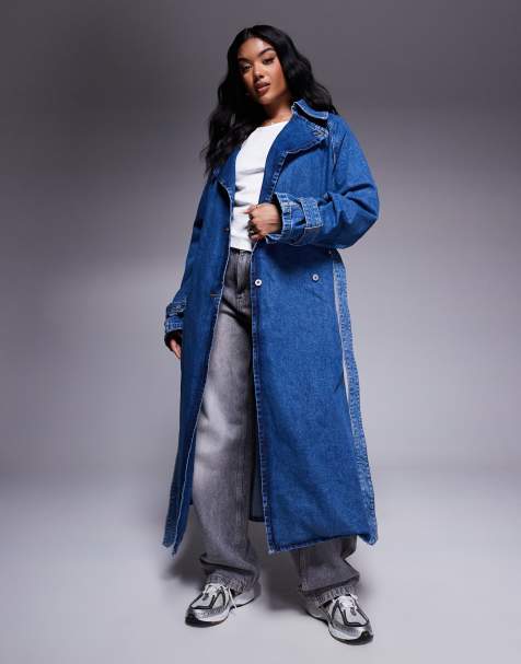 Hugo Blue - Garena - Oversized denim trenchcoat in blauw - view 1