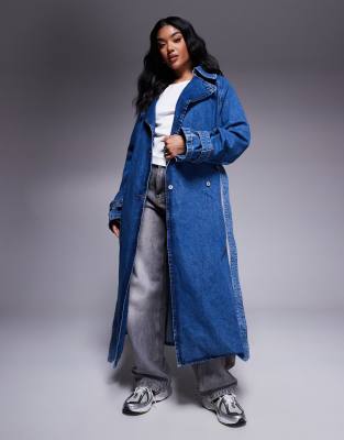 HUGO Blue - Garena - Trench-coat oversize en jean - Bleu
