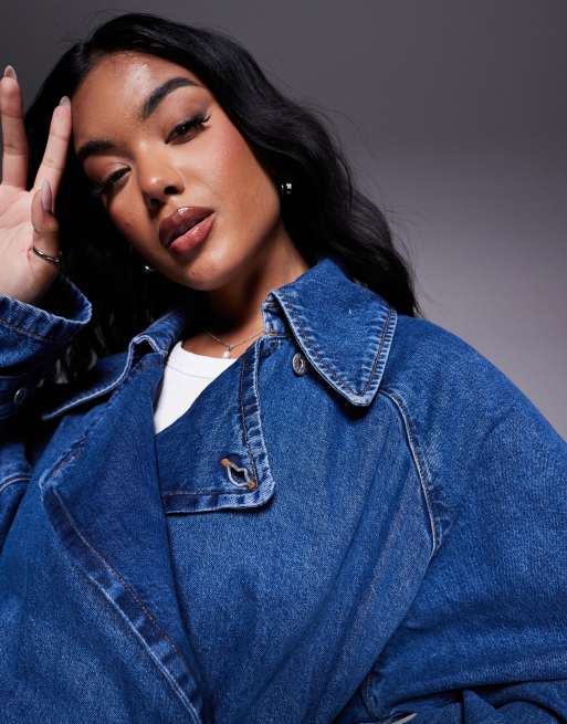 HUGO Blue - Garena - Trench oversize in denim blu, 3 di 4