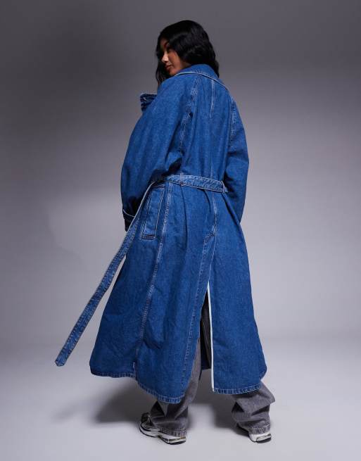 HUGO Blue - Garena - Trench oversize in denim blu, 4 di 4