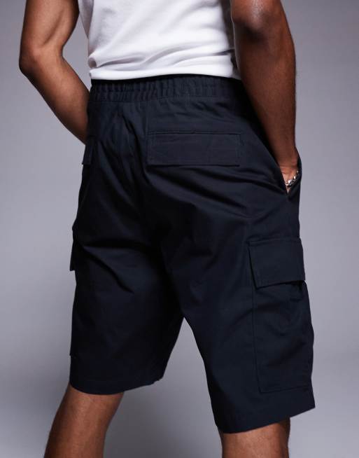 HUGO Blue - Giulio - Ruimvallende cargoshort in zwart, deel van co-ord set, 5 van 5