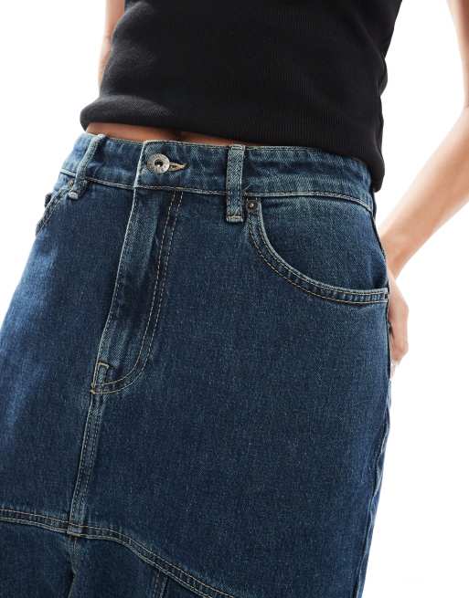 HUGO Blue - Gonna midi in denim blu navy, 5 di 5