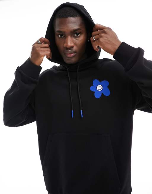 HUGO BLUE graphic hoodie in black ASOS