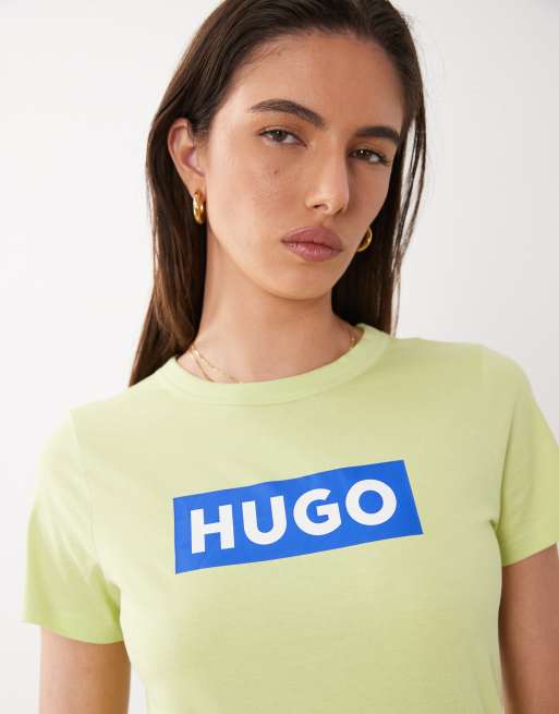 HUGO Blue – Grön t-shirt med klassisk boxlogga, 3 av 4