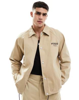 Hugo Blue Harrington Jacket In Beige-neutral