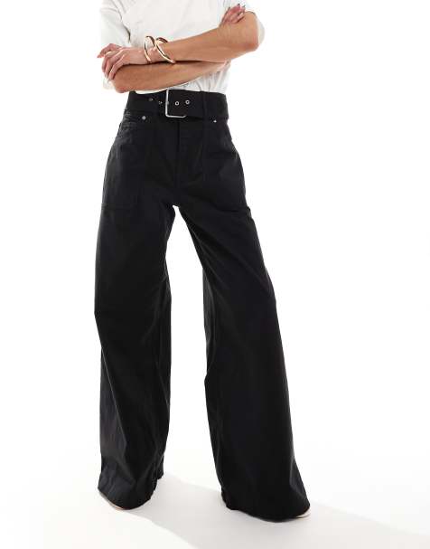 HUGO Blue Hicandi wide leg pants in black - view 1