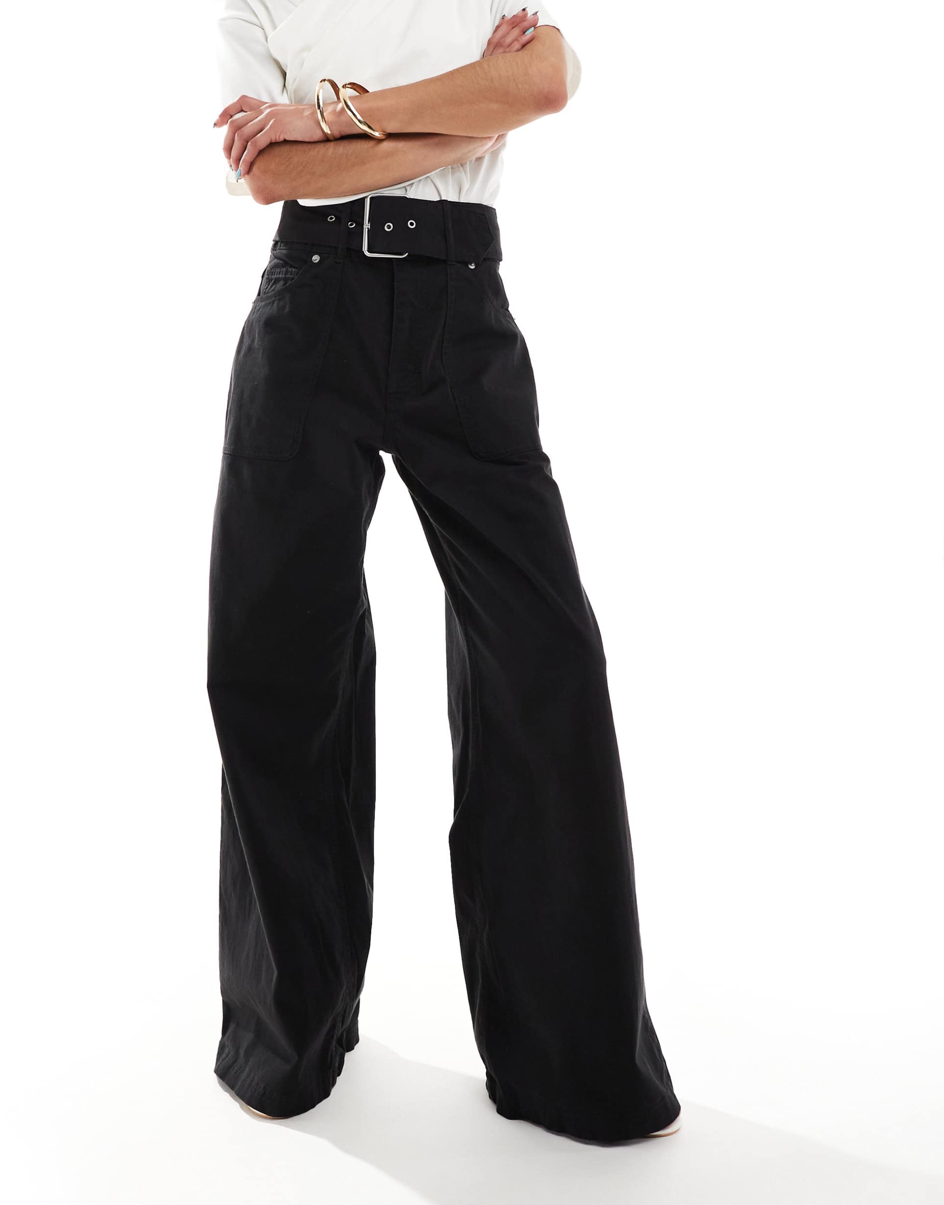 hugo blue hicandi wide leg pants in black