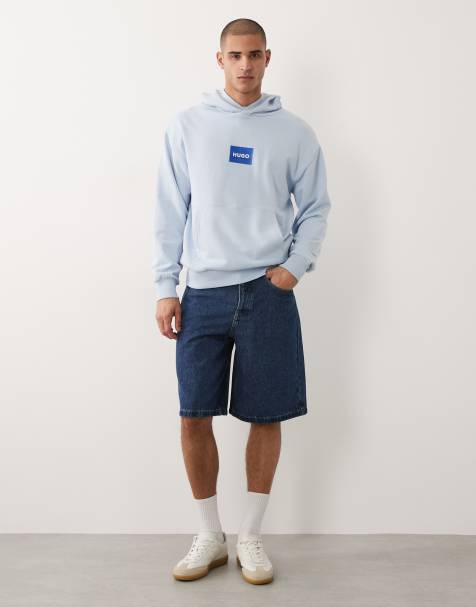HUGO Blue - Hoodie met label op de borst in marineblauw - view 1