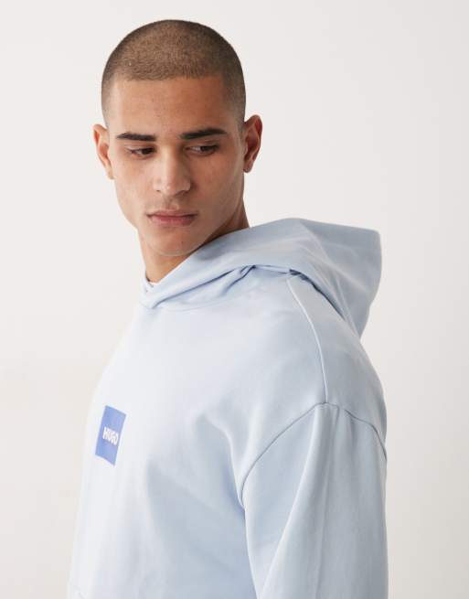 HUGO Blue - Hoodie met label op de borst in marineblauw, 4 van 5