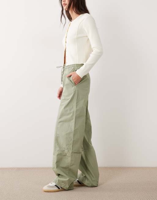 HUGO Blue Hutanda wide leg pants in light green, 2 of 5