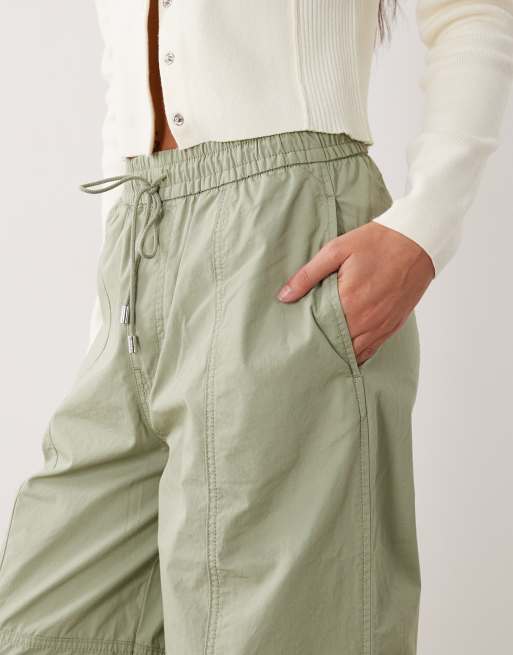HUGO Blue Hutanda wide leg pants in light green, 4 of 5