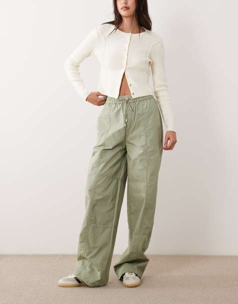 HUGO Blue hutanda wide leg trousers in light green - view 1