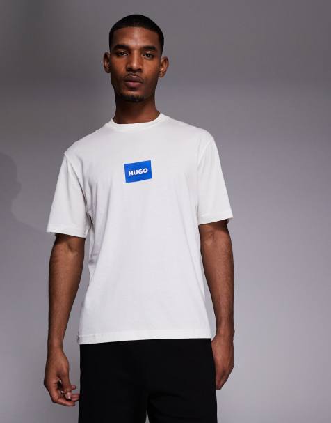 HUGO Blue - Hvid T-shirt med logoprint på brystet - view 1