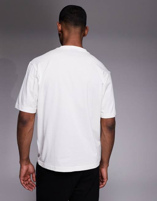 HUGO Blue - Hvid T-shirt med logoprint på brystet, 3 af 5