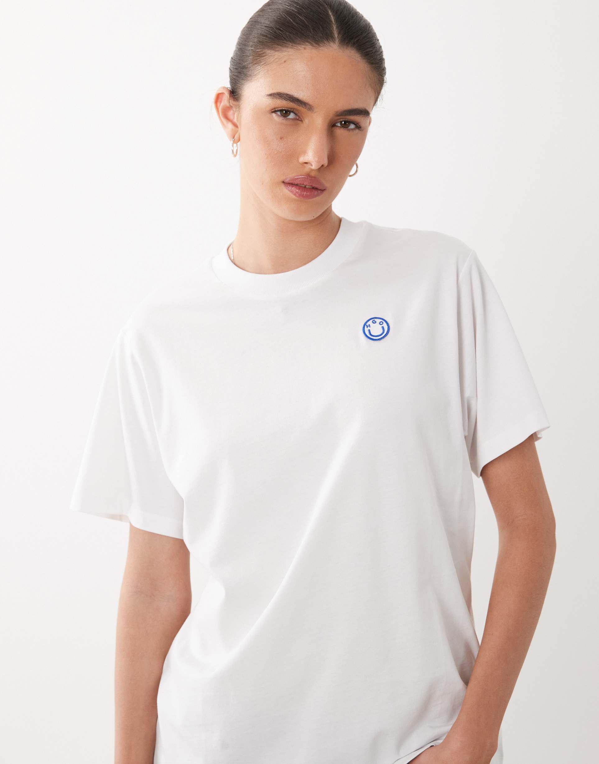 hugo blue icon logo t-shirt in white