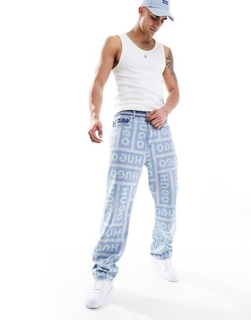 HUGO BLUE - Jeans med lige ben og gennemgående logo
