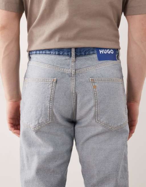 HUGO BLUE Jonah regular fit distressed denim jeans in light blue, 5 of 5