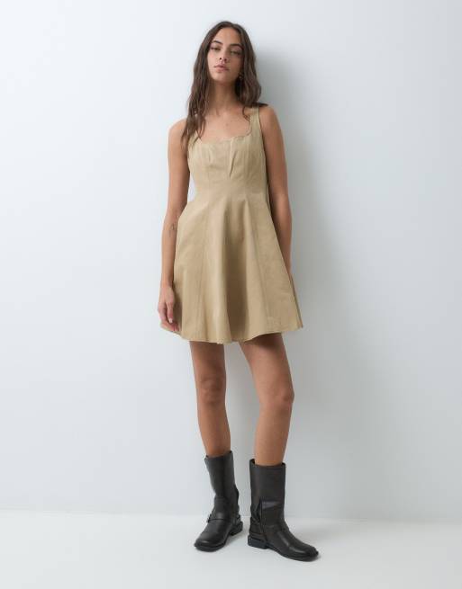 HUGO Blue kademe a-line dress in beige, 2 of 5