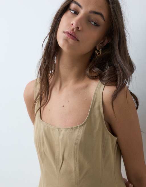 HUGO Blue kademe a-line dress in beige, 3 of 5