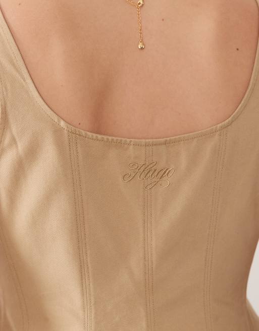 HUGO Blue – Kademe – Kleid in Beige mit A-Linien-Schnitt, 3 von 4