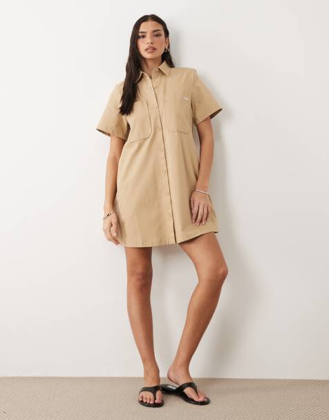 Hugo Blue Kandira dress in tan